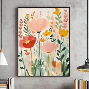 Bright Abstract Flower Botanical Wall Art